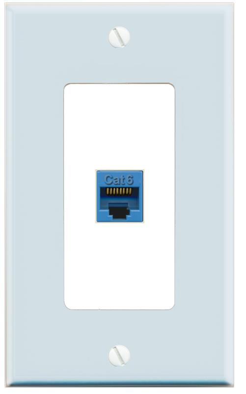 RiteAV CAT6-BLUE Wall Plate [Light Blue-White]