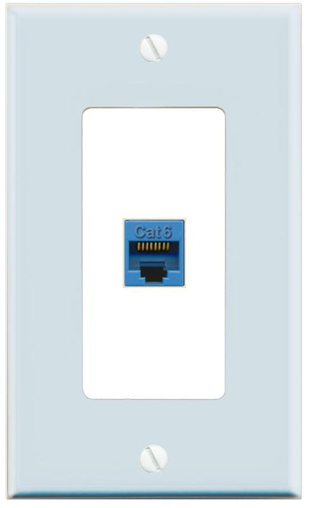 RiteAV CAT6-BLUE Wall Plate [Light Blue-White]