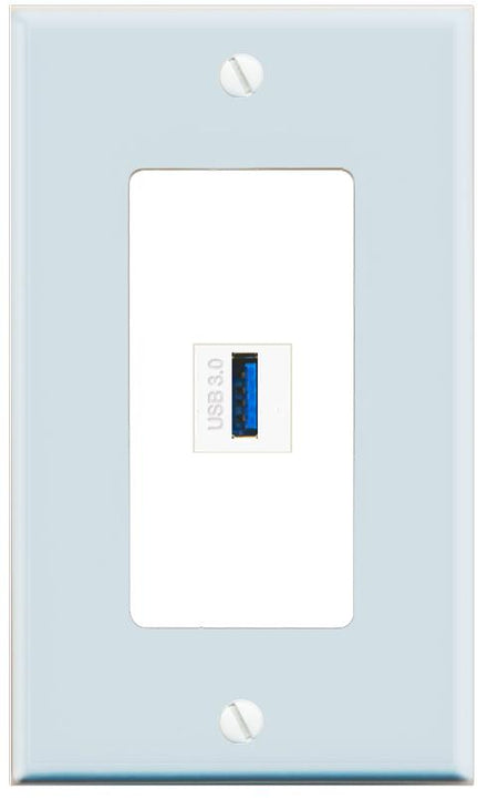 RiteAV USB-3 Wall Plate [Light Blue-White]