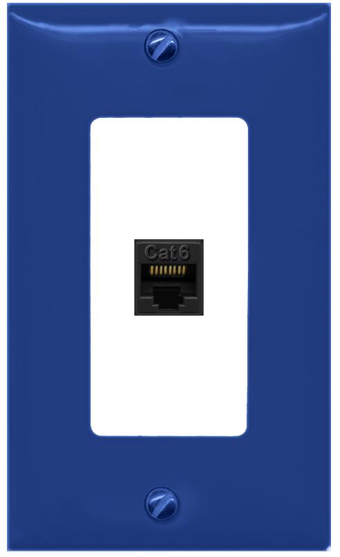 RiteAV CAT6-BLACK Wall Plate [Navy Blue-White]