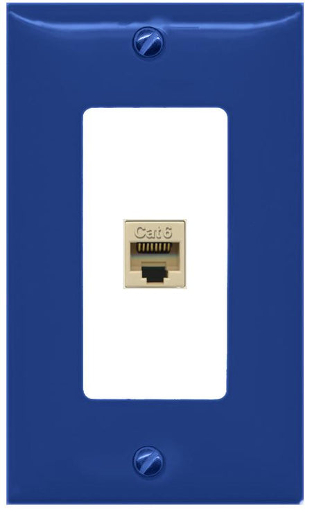 RiteAV CAT6-IVORY Wall Plate [Navy Blue-White]