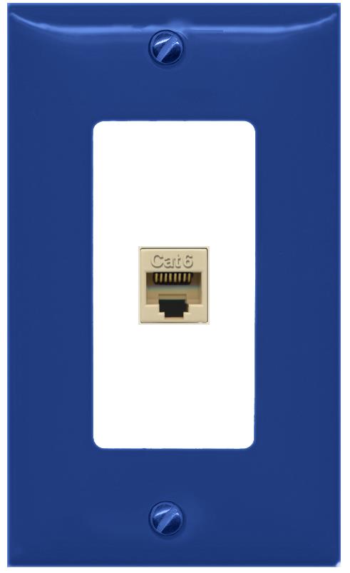 RiteAV CAT6-IVORY Wall Plate [Navy Blue-White]