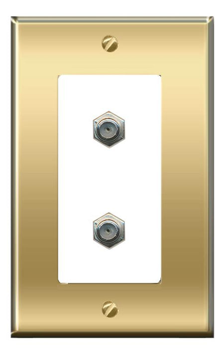 RiteAV -RiteAV 2 COAX Wall Plate Decorative [Brass/White]