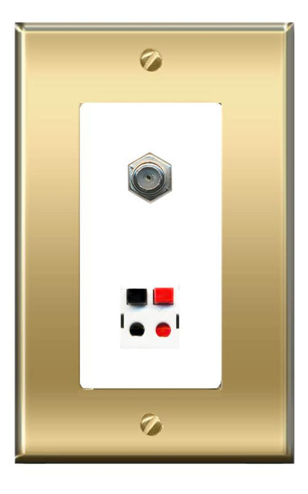 RiteAV -RiteAV COAX SPEAKER Wall Plate Decorative [Brass/White]