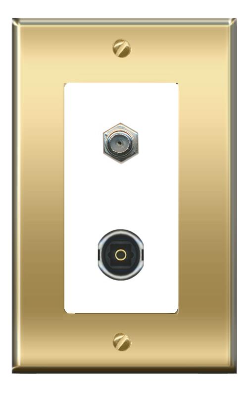 RiteAV -RiteAV COAX TOSLINK Wall Plate Decorative [Brass/White]