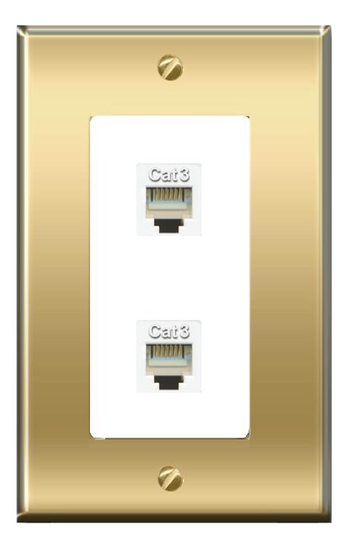 RiteAV -RiteAV 2 PHONE Wall Plate Decorative [Brass/White]