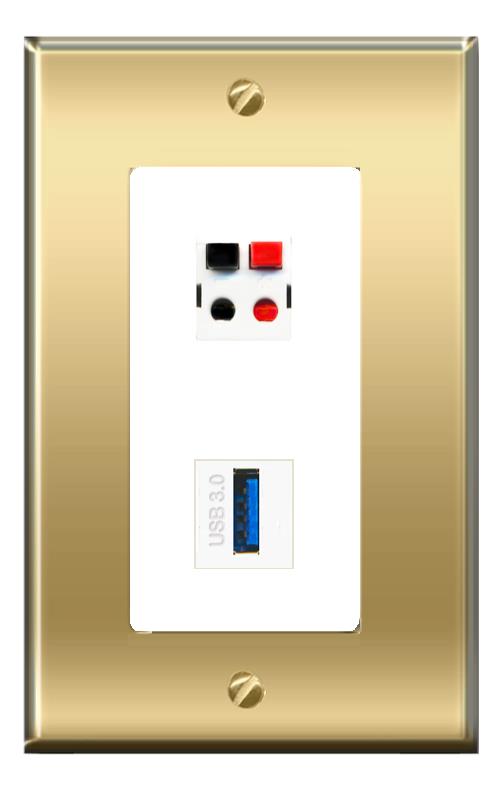 RiteAV -RiteAV SPEAKER USB-3 Wall Plate Decorative [Brass/White]