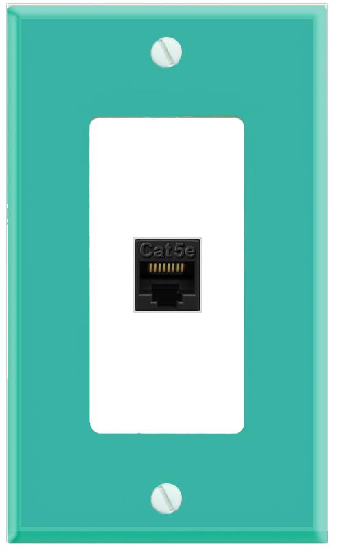 RiteAV CAT5E-BLACK Wall Plate [Turquoise-White]