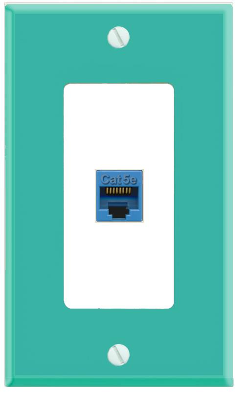 RiteAV CAT5E-BLUE Wall Plate [Turquoise-White]