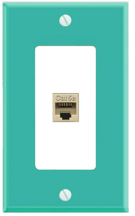 RiteAV CAT5E-IVORY Wall Plate [Turquoise-White]