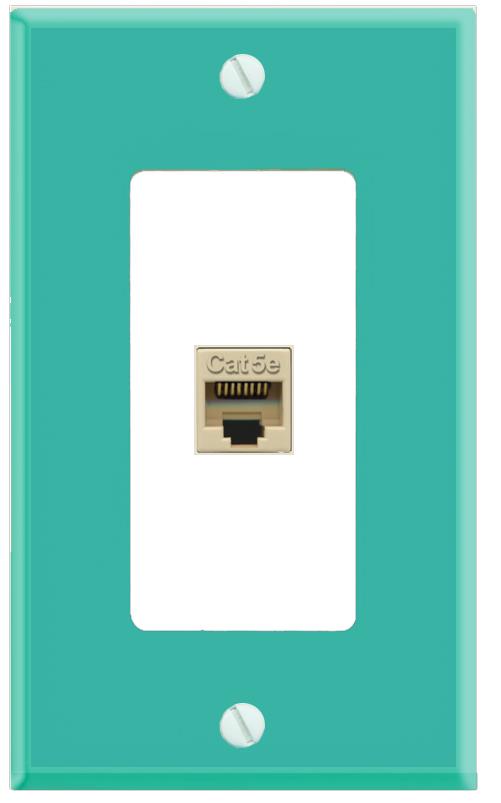 RiteAV CAT5E-IVORY Wall Plate [Turquoise-White]