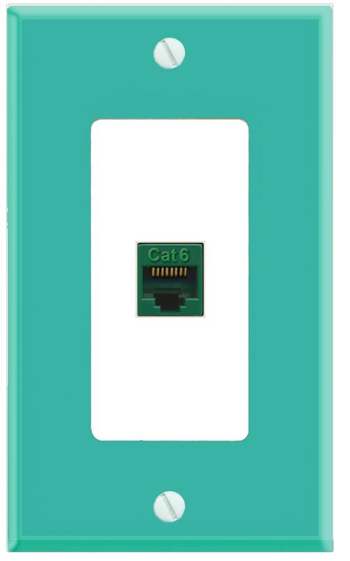 RiteAV CAT6-GREEN Wall Plate [Turquoise-White]