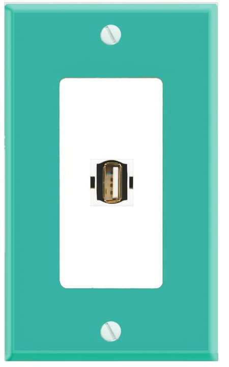 RiteAV USB2 Wall Plate [Turquoise-White]