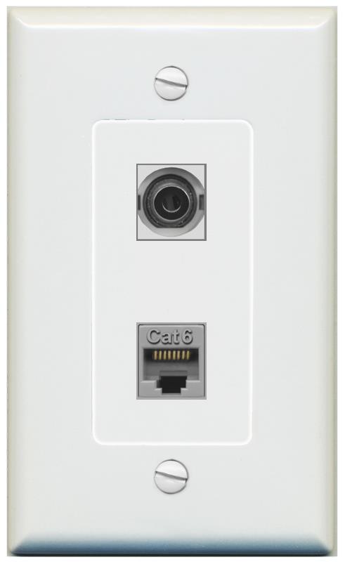 1 3.5mm 1 CAT6 Wall Plate [Gray]