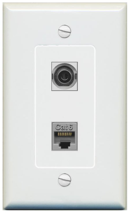 1 3.5mm 1 CAT6 Wall Plate [Gray]