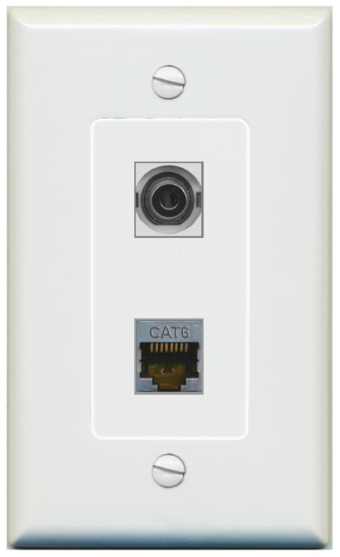 1 3.5mm 1 CAT6-SHIELDED Wall Plate [Gray]