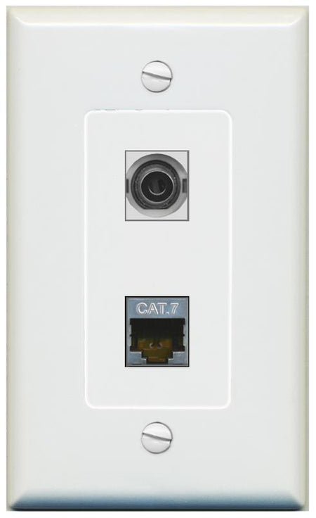 1 3.5mm 1 CAT7 Wall Plate [Gray]