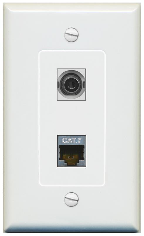 1 3.5mm 1 CAT7 Wall Plate [Gray]