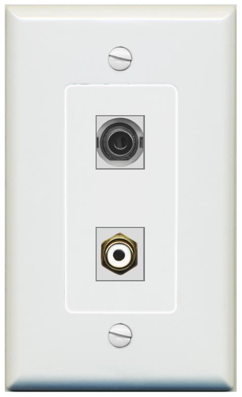 1 3.5mm 1 RCA-WHITE Wall Plate [Gray]