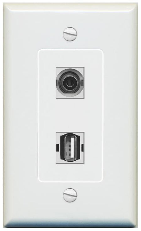 1 3.5mm 1 USB2 Wall Plate [Gray]