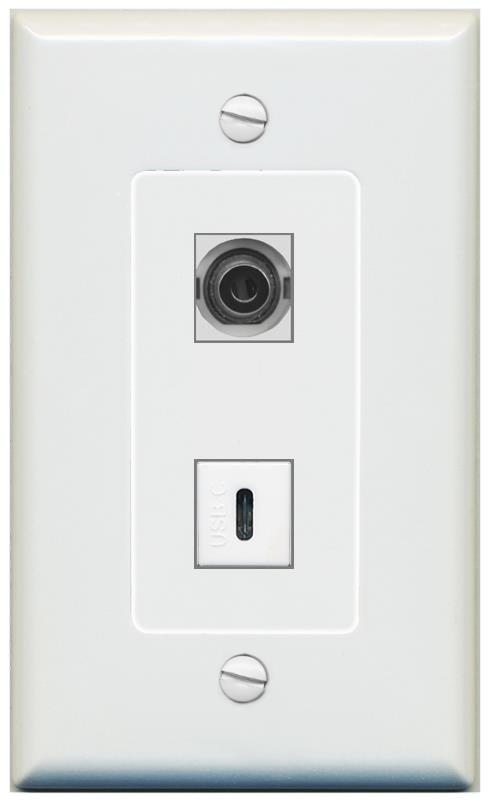 1 3.5mm 1 USBC Wall Plate [Gray]
