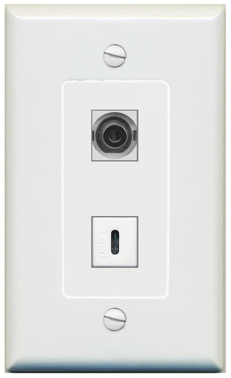 1 3.5mm 1 USBC Wall Plate [Gray]