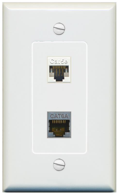 1 CAT5E 1 CAT6A Wall Plate [Gray]