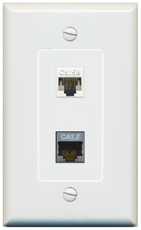 1 CAT5E 1 CAT7 Wall Plate [Gray]