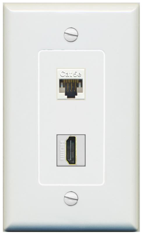 1 CAT5E 1 HDMI Wall Plate [Gray]