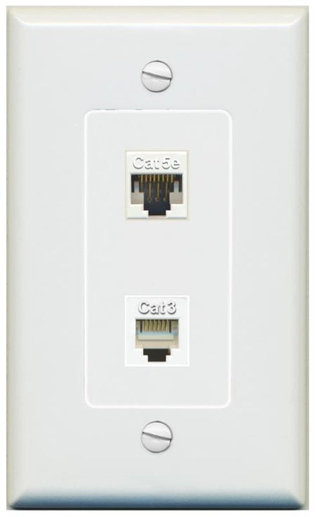 1 CAT5E 1 PHONE Wall Plate [Gray]