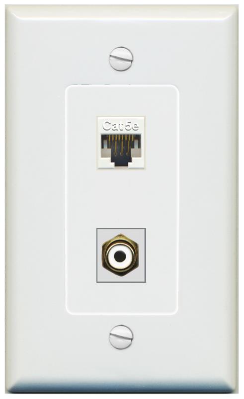 1 CAT5E 1 RCA-WHITE Wall Plate [Gray]