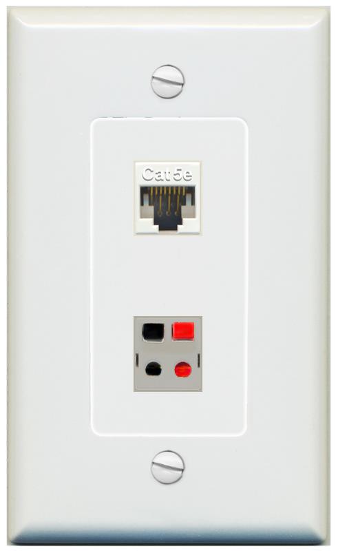 1 CAT5E 1 SPEAKER Wall Plate [Gray]