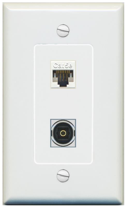 1 CAT5E 1 TOSLINK Wall Plate [Gray]