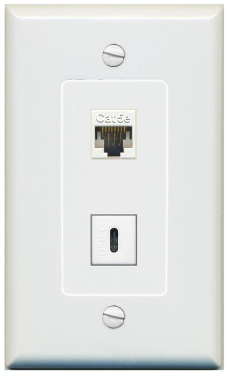 1 CAT5E 1 USBC Wall Plate [Gray]