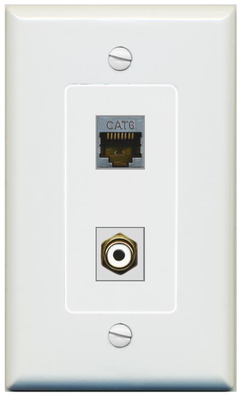 1 CAT6-SHIELDED 1 RCA-WHITE Wall Plate [Gray]