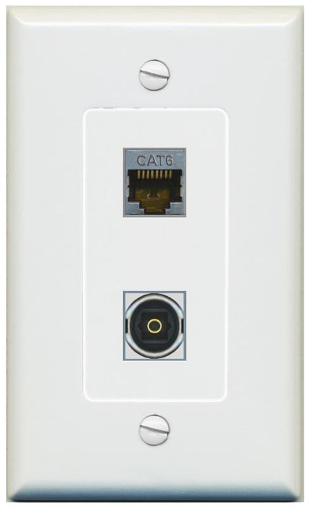 1 CAT6-SHIELDED 1 TOSLINK Wall Plate [Gray]
