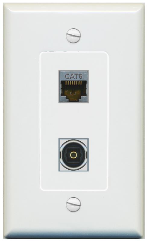 1 CAT6-SHIELDED 1 TOSLINK Wall Plate [Gray]
