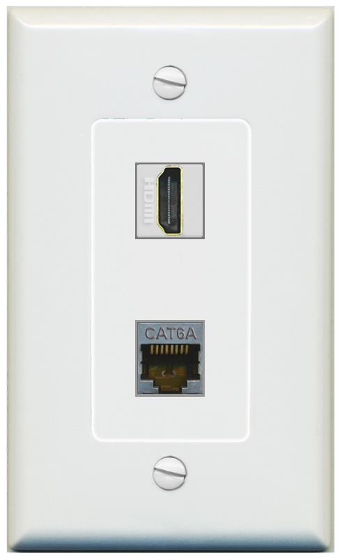 1 CAT6A 1 HDMI Wall Plate [Gray]
