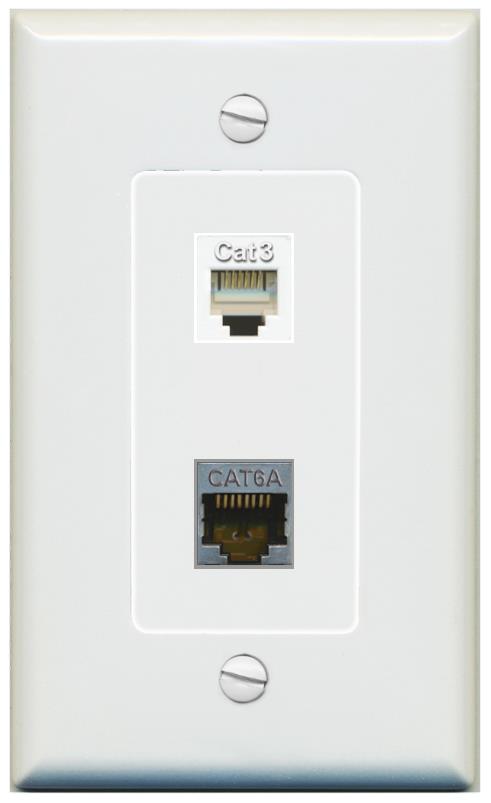 1 CAT6A 1 PHONE Wall Plate [Gray]