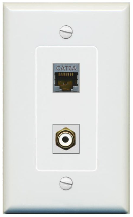 1 CAT6A 1 RCA-WHITE Wall Plate [Gray]