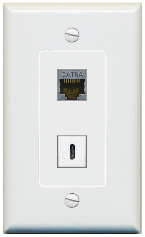1 CAT6A 1 USBC Wall Plate [Gray]