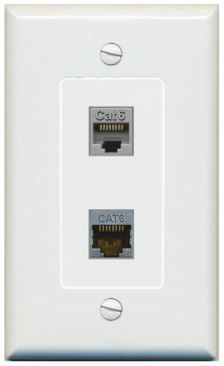 1 CAT6 1 CAT6-SHIELDED Wall Plate [Gray]