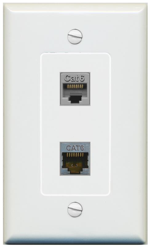 1 CAT6 1 CAT6-SHIELDED Wall Plate [Gray]