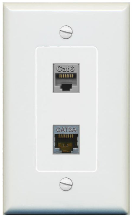 1 CAT6 1 CAT6A Wall Plate [Gray]