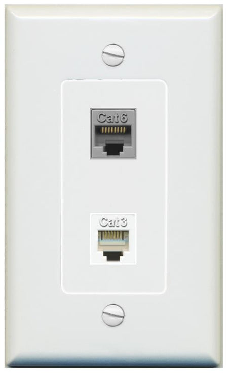 1 CAT6 1 PHONE Wall Plate [Gray]