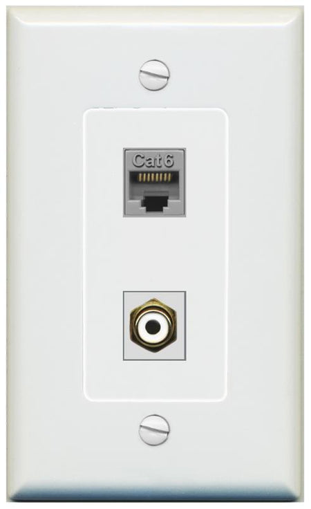 1 CAT6 1 RCA-WHITE Wall Plate [Gray]