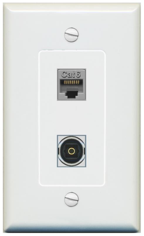 1 CAT6 1 TOSLINK Wall Plate [Gray]