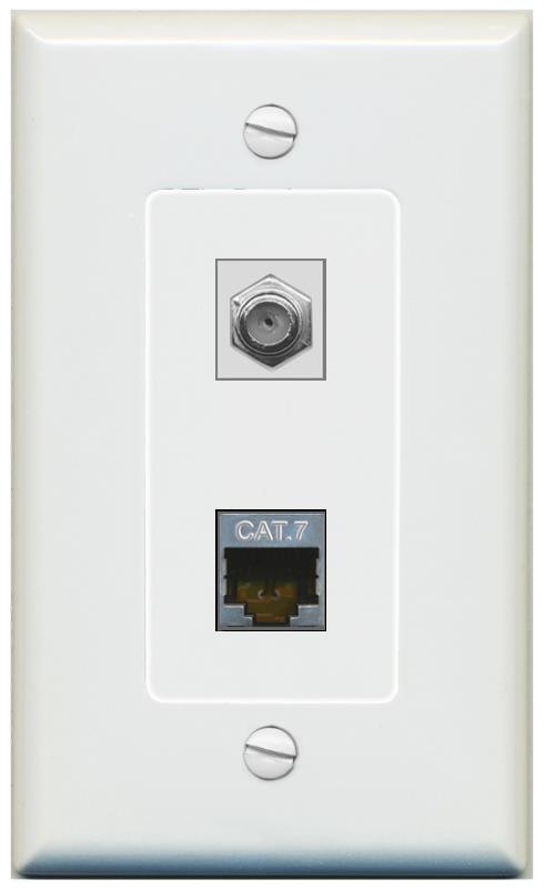 1 CAT7 1 COAX Wall Plate [Gray]