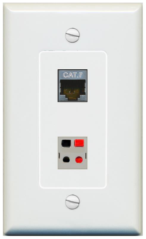 1 CAT7 1 SPEAKER Wall Plate [Gray]