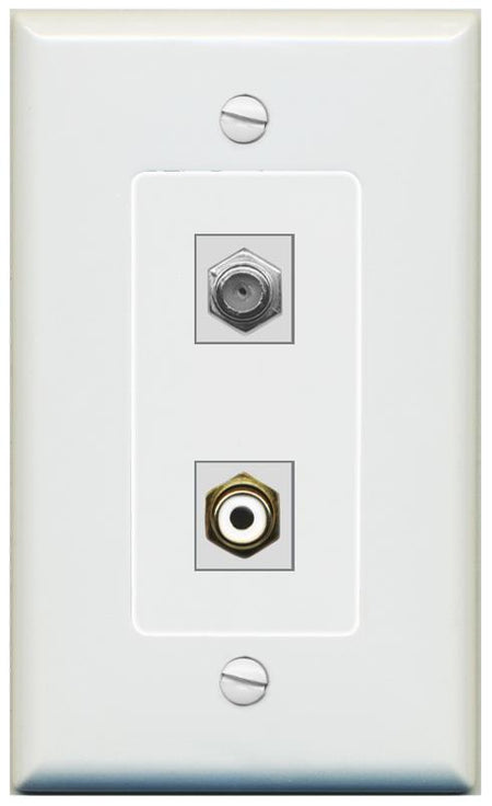 1 COAX 1 RCA-WHITE Wall Plate [Gray]